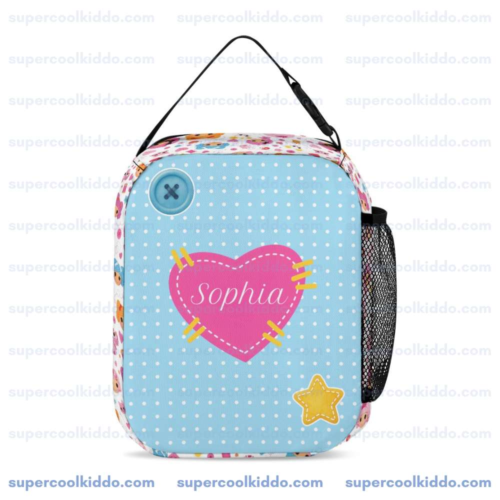 Personalized Lalaloopsy 3-Piece Backpack Set – Custom Name Polka Dot School Bag, Lunch Box & Pencil Case