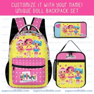 Personalized Lalaloopsy 3-Piece Backpack Set – Custom Name Polka Dot School Bag, Lunch Box & Pencil Case Cool Kiddo 10 Personalized Lalaloopsy 3-Piece Backpack Set – Custom Name Polka Dot School Bag, Lunch Box & Pencil Case
