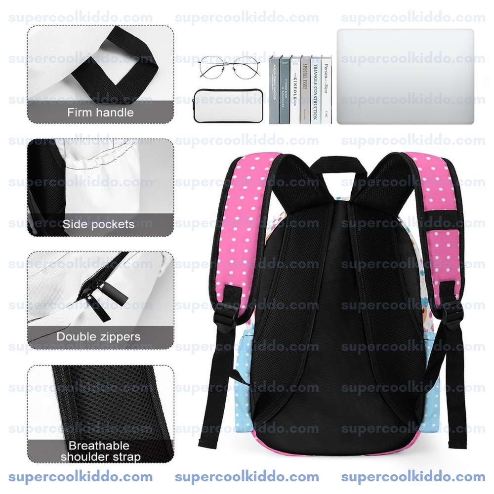 Personalized Lalaloopsy Hearts & Polka Dots Backpack - Custom Name Premium Oxford School Bag