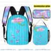 Personalized Like Nastya Pastel Iridescent 3 Piece Backpack Set, Ergonomic Kids School Bag, Insulated Lunch Box and Pencil Case Bundle