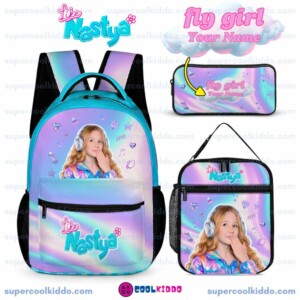 Personalized Like Nastya Pastel Iridescent 3 Piece Backpack Set, Ergonomic Kids School Bag, Insulated Lunch Box and Pencil Case Bundle Cool Kiddo 10 Personalized Like Nastya Pastel Iridescent 3 Piece Backpack Set, Ergonomic Kids School Bag, Insulated Lunch Box and Pencil Case Bundle