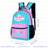 Personalized Like Nastya Pink and Turquoise Stripes 3 Piece Backpack Set, Ergonomic Kids School Bag, Insulated Lunch Box and Pencil Case Bundle
