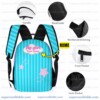 Personalized Like Nastya Pink and Turquoise Stripes 3 Piece Backpack Set, Ergonomic Kids School Bag, Insulated Lunch Box and Pencil Case Bundle