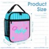 Personalized Like Nastya Pink and Turquoise Stripes 3 Piece Backpack Set, Ergonomic Kids School Bag, Insulated Lunch Box and Pencil Case Bundle