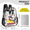 Custom Name Mickey Mouse Transparent Backpack, Waterproof Clear Vinyl School Bag with Yellow Shoes Red Shorts Graphics, Heavy Duty Personalized Kids Daypack