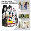 Custom Name Mickey Mouse Transparent Backpack, Waterproof Clear Vinyl School Bag with Yellow Shoes Red Shorts Graphics, Heavy Duty Personalized Kids Daypack