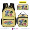 Personalized Pastel Yellow Dandys World Roblox Toons 3 Piece Backpack Set, Ergonomic Kids School Bag, Insulated Lunch Box and Pencil Case Bundle