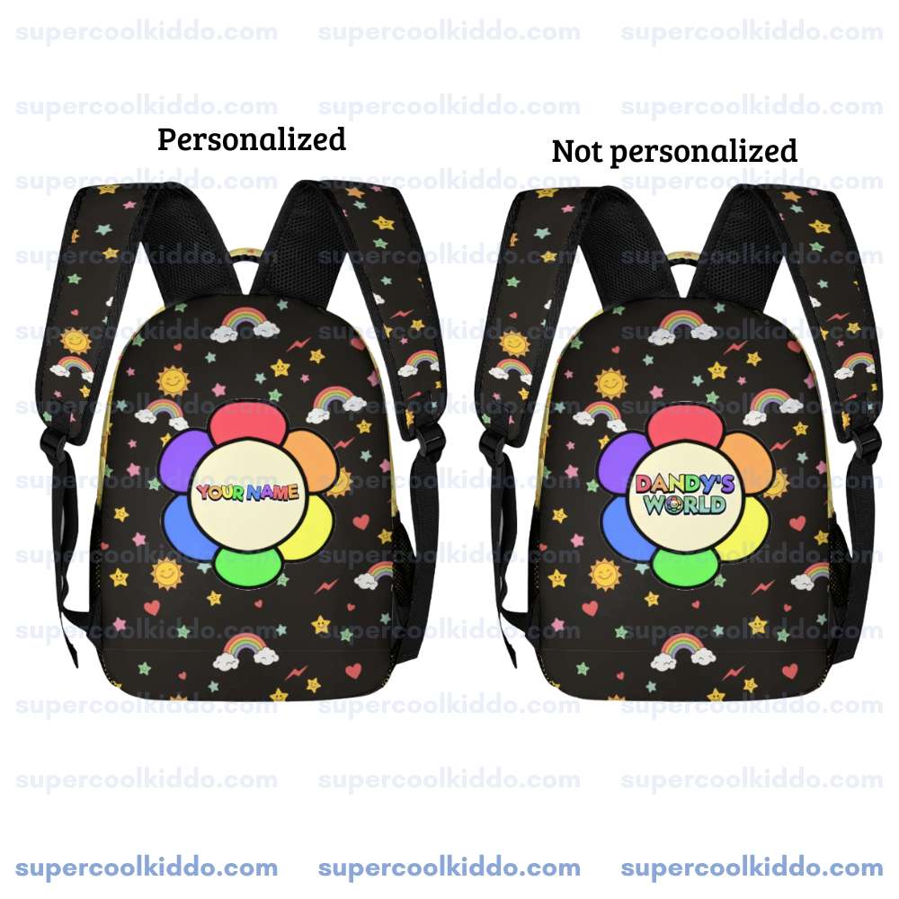 Personalized Pastel Yellow Dandys World Roblox Toons 3 Piece Backpack Set, Ergonomic Kids School Bag, Insulated Lunch Box and Pencil Case Bundle