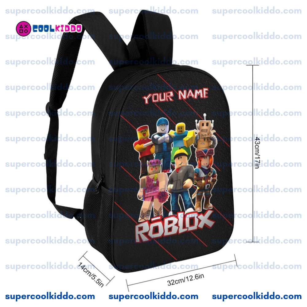 Personalized Roblox Backpack for Boys and Girls - Custom Name Black Gamer School Bag with Roblox Characters, 17-Inch Heavy Duty Bookbag