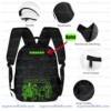 Personalized Roblox Neon Green and Black 3 Piece Backpack Set. Ergonomic Kids School Bag, Insulated Lunch Box and Pencil Case Bundle.