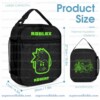 Personalized Roblox Neon Green and Black 3 Piece Backpack Set. Ergonomic Kids School Bag, Insulated Lunch Box and Pencil Case Bundle.