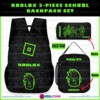 Personalized Roblox Neon Green and Black 3 Piece Backpack Set. Ergonomic Kids School Bag, Insulated Lunch Box and Pencil Case Bundle.
