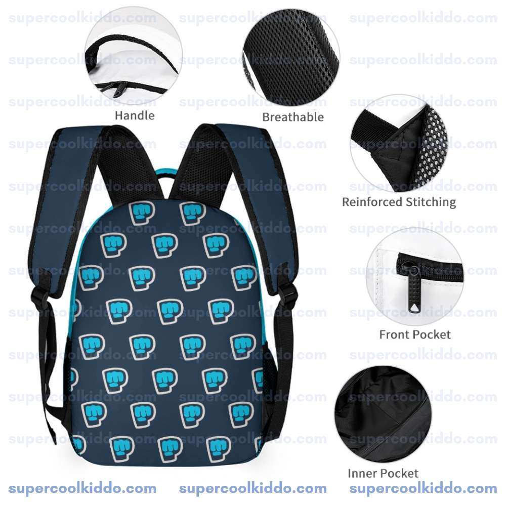 PewDiePie, 3 Piece Gamer Backpack Set with Insulated Lunch Bag and Pencil Case, Brofist School Bag Set