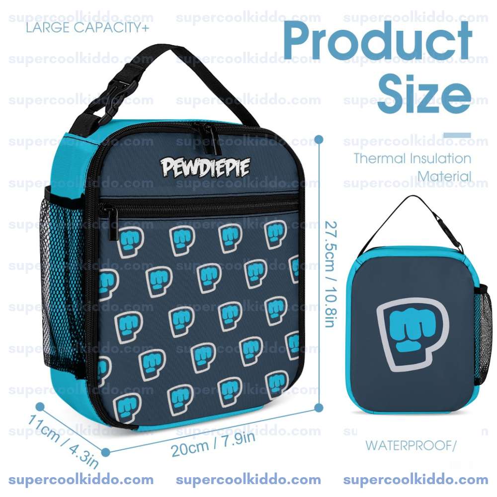 PewDiePie, 3 Piece Gamer Backpack Set with Insulated Lunch Bag and Pencil Case, Brofist School Bag Set