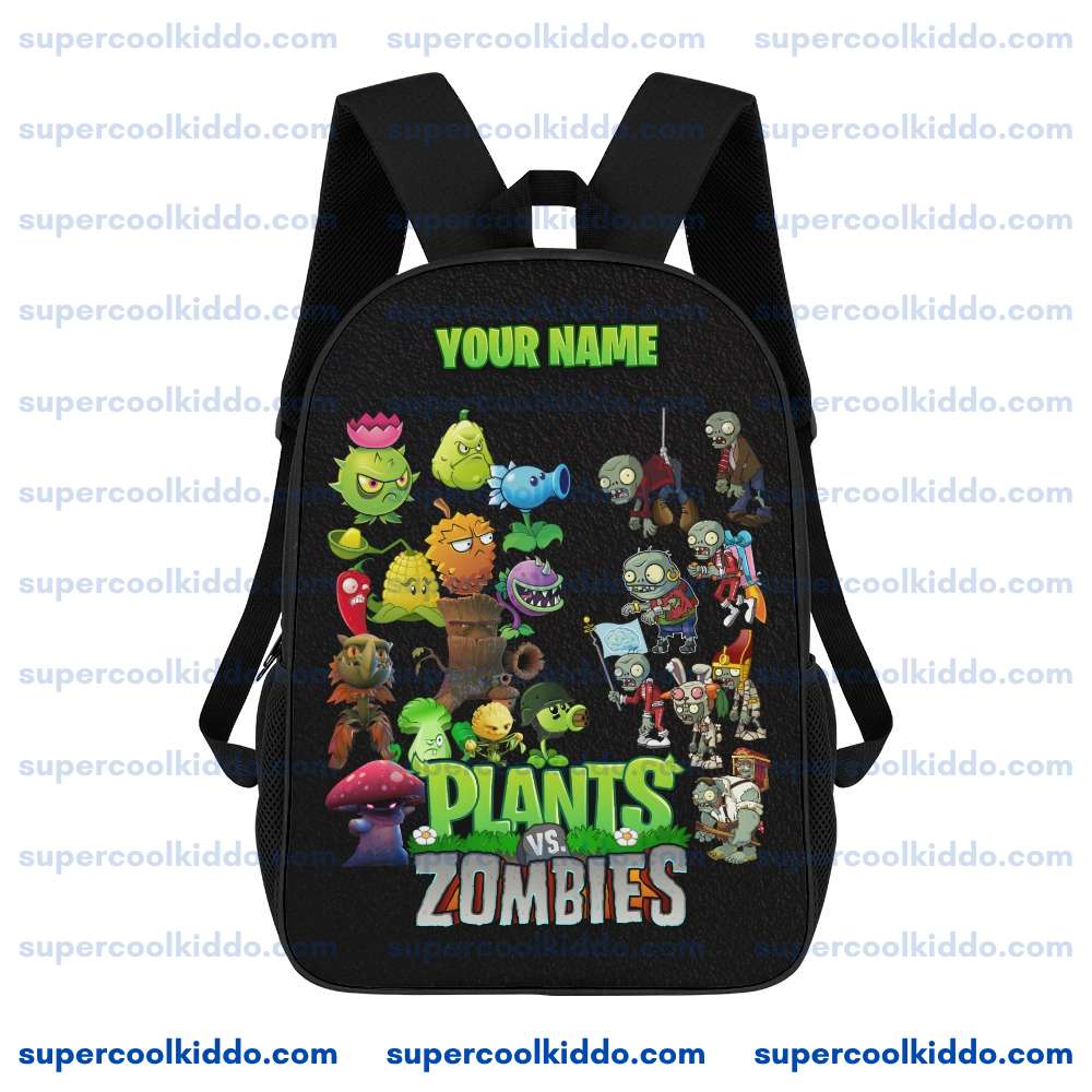Plants vs Zombies - Personalized Kids Gaming Backpack - Durable School Daypack & Travel Laptop Bag