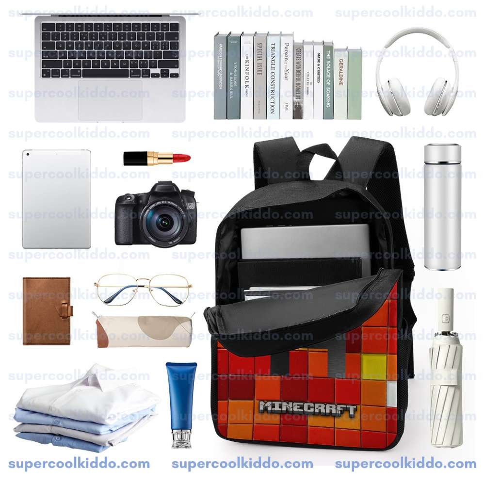 Preston Playz Minecraft, Fire Pixel Gamer Backpack, Kids School Daypack and Travel Bag