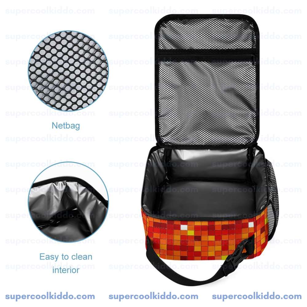 PrestonPlayz Fire Creeper 3 Piece Backpack Set, Ergonomic School, College and Work Bag, Insulated Lunch Box and Pencil Case Bundle