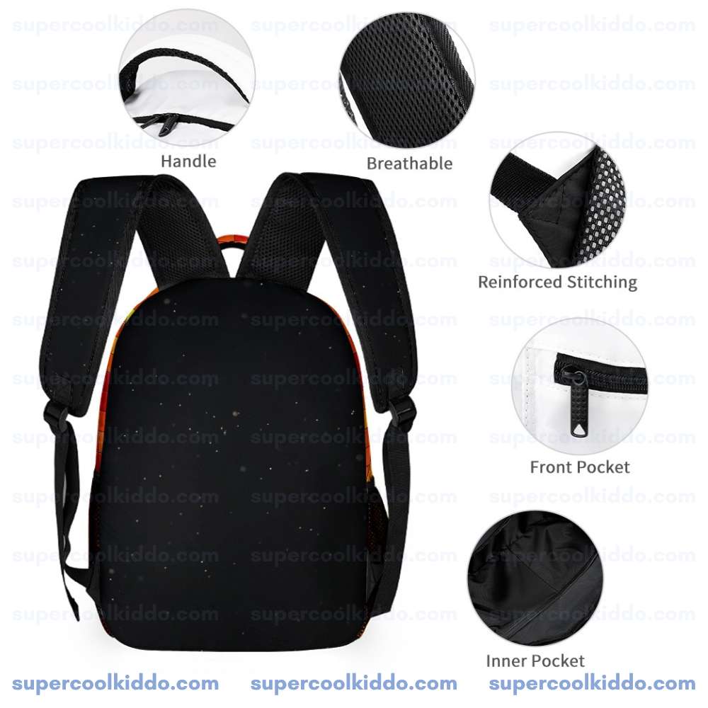 PrestonPlayz Fire Creeper 3 Piece Backpack Set, Ergonomic School, College and Work Bag, Insulated Lunch Box and Pencil Case Bundle