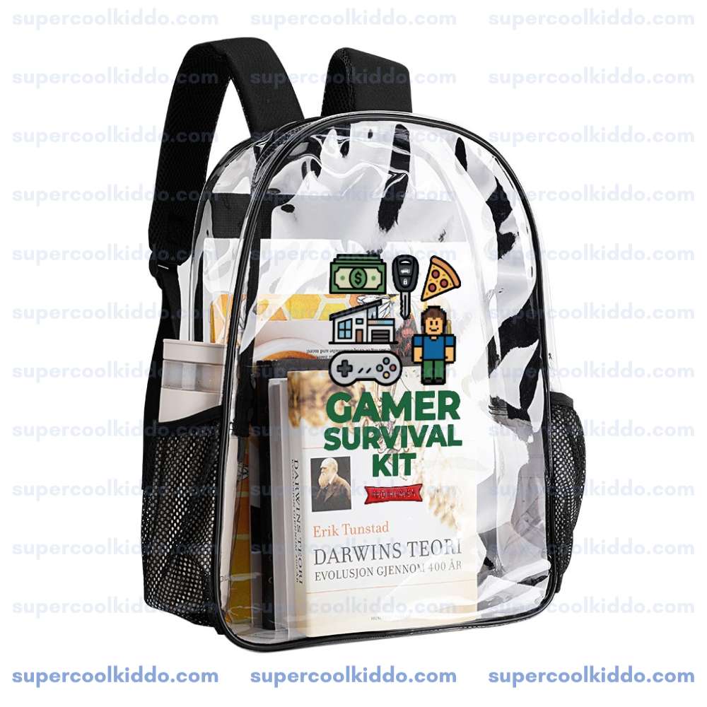 Roblox Brookhaven Clear Backpack, Gamer Survival Kit Transparent School Bag, Durable PVC Heavy Duty Bookbag for Kids and Teens Gamers
