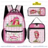 Personalized Strawberry Shortcake 3 Piece Backpack Set. Ergonomic Kids School Bag, Insulated Lunch Box & Pencil Case Bundle