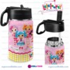 Lalaloopsy, Cute Pink Doll World Kids Stainless Steel Water Bottle with Straw Lid 12 oz Insulated Tumbler with Swingable Handle