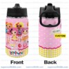 Lalaloopsy, Cute Pink Doll World Kids Stainless Steel Water Bottle with Straw Lid 12 oz Insulated Tumbler with Swingable Handle