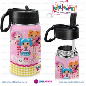 Lalaloopsy, Cute Pink Doll World Kids Stainless Steel Water Bottle with Straw Lid 12 oz Insulated Tumbler with Swingable Handle Cool Kiddo 10 Lalaloopsy, Cute Pink Doll World Kids Stainless Steel Water Bottle with Straw Lid 12 oz Insulated Tumbler with Swingable Handle