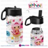 Lalaloopsy, Personalized Sew Magical Kids Stainless Steel Water Bottle with Straw Lid 12 oz Cute Rag Doll Double Wall Insulated Tumbler