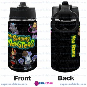 Personalized New Monster Squad Kids Stainless Steel Water Bottle with Straw Lid 12 oz Double Wall Insulated Tumbler