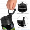 Personalized New Monster Squad Kids Stainless Steel Water Bottle with Straw Lid 12 oz Double Wall Insulated Tumbler.