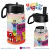 Numberblocks, Personalized Colorful Math Friends Kids Stainless Steel Water Bottle with Straw Lid 12 oz Double Wall Insulated Rainbow Tumbler.