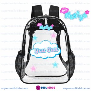 Like Nastya Clear Backpack, Cute "You Can" Transparent Daypack for Concerts, School and Fans