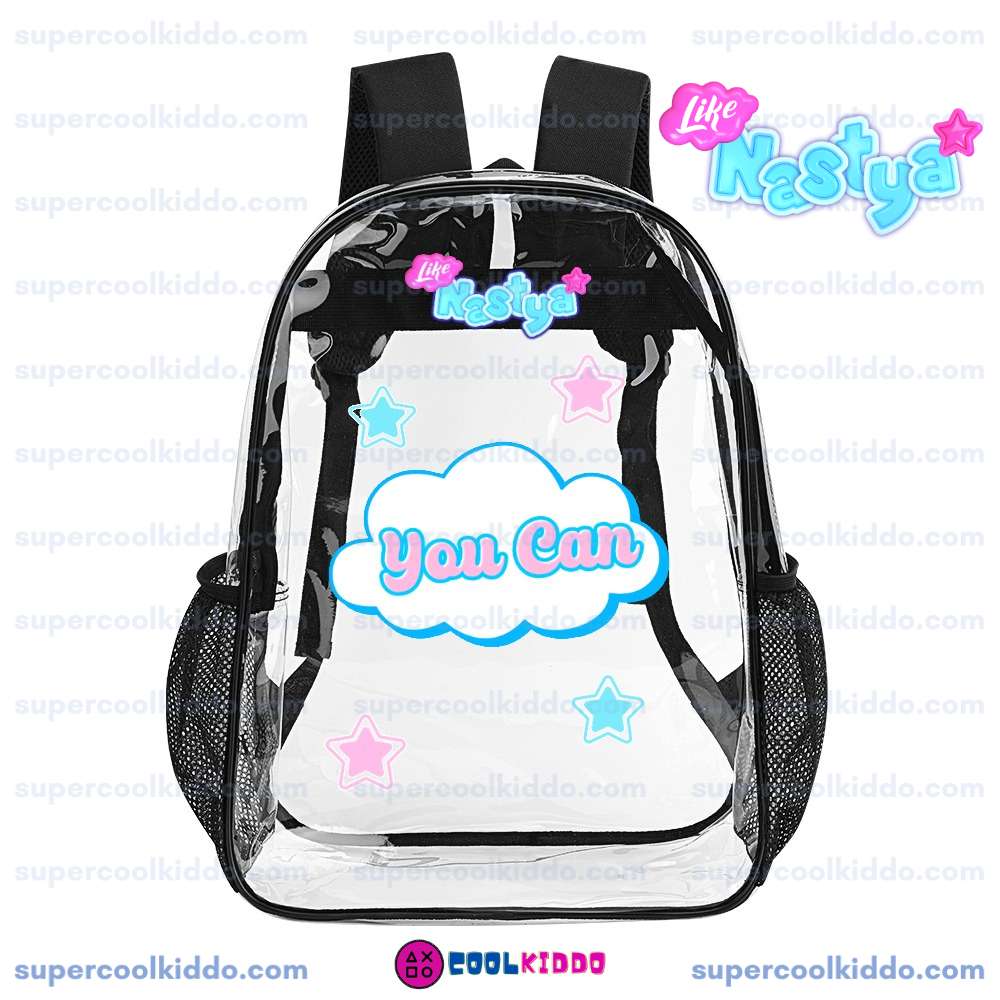 Like Nastya Clear Backpack, Cute "You Can" Transparent Daypack for Concerts, School and Fans