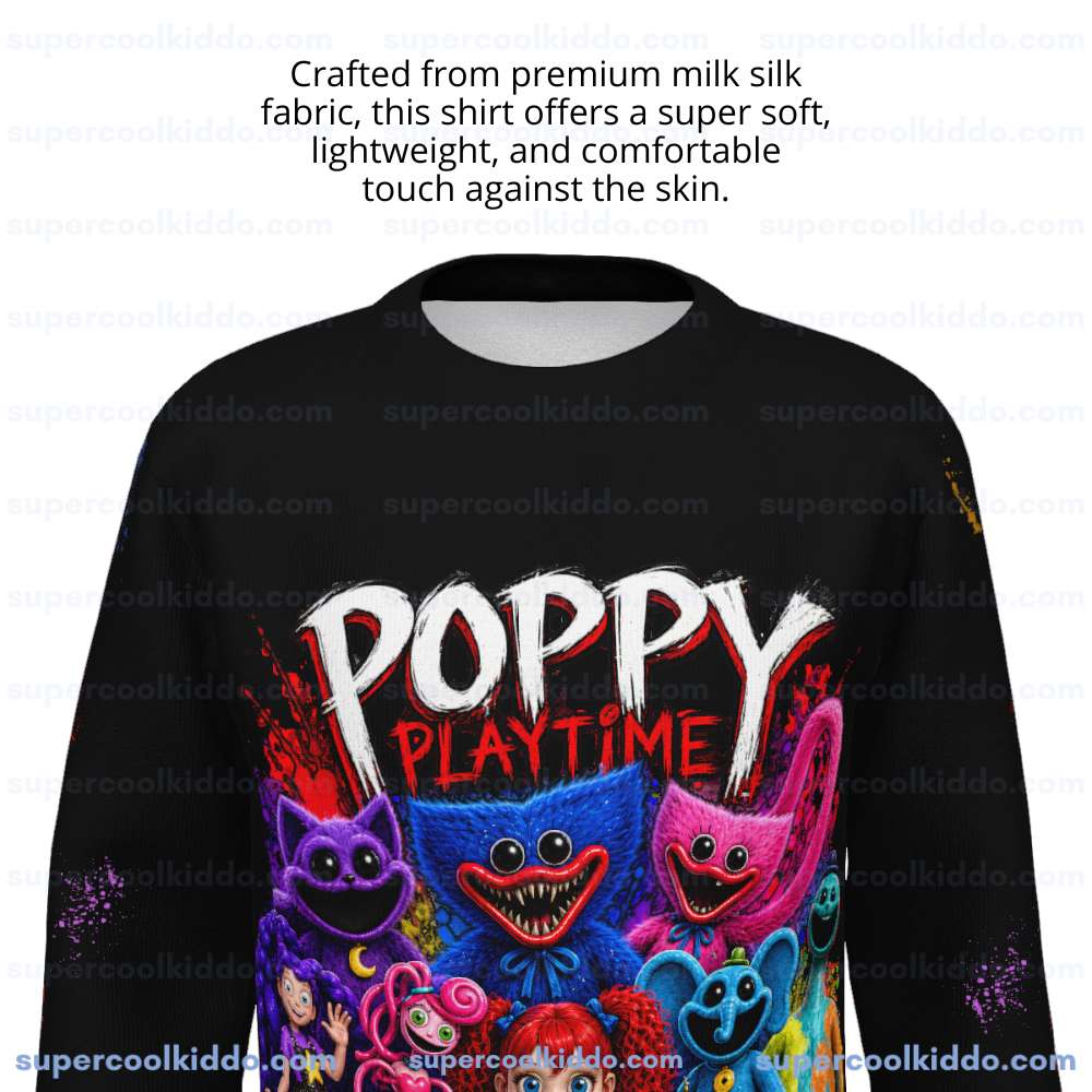 Poppy Playtime 5 Kids Long Sleeve T-Shirt – Soft Milk Silk Graphic Youth Crew Neck Apparel