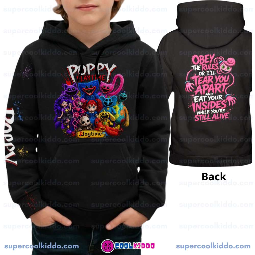Poppy Playtime All-Over Print Kids Hoodie – Gamer Pullover Sweatshirt for Boys & Girls