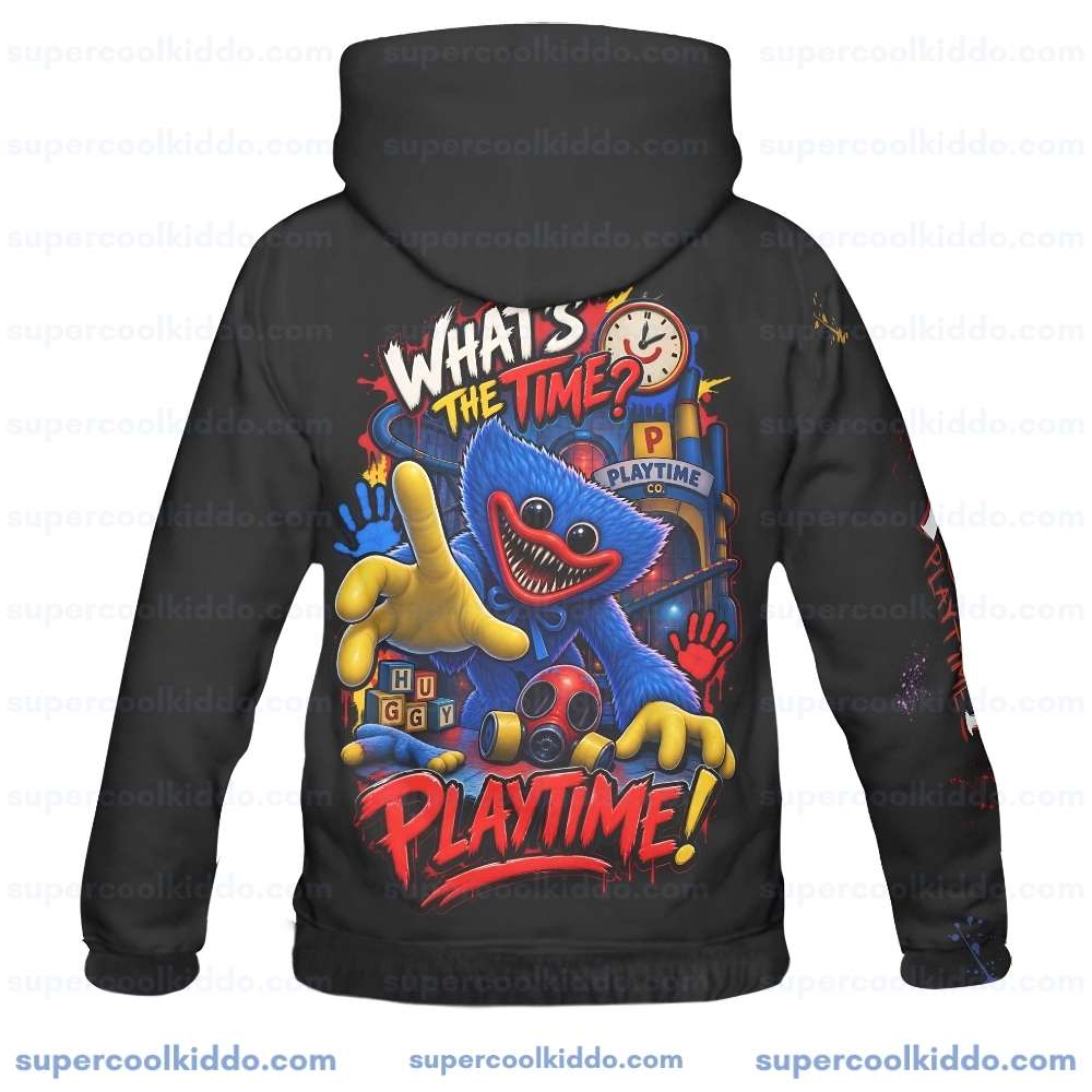 What's The Time Playtime Kids Hoodie – Huggy Wuggy Gamer Pullover Sweatshirt for Boys & Girls