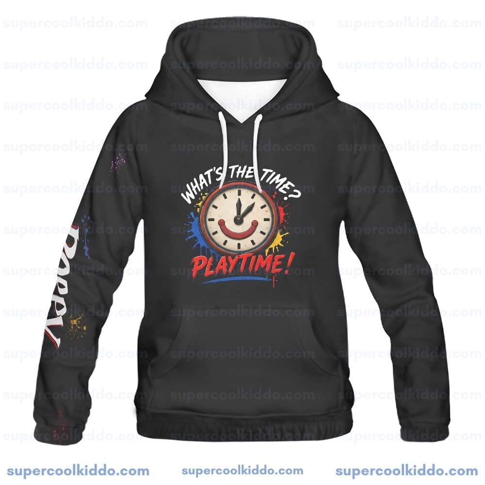 What's The Time Playtime Kids Hoodie – Huggy Wuggy Gamer Pullover Sweatshirt for Boys & Girls