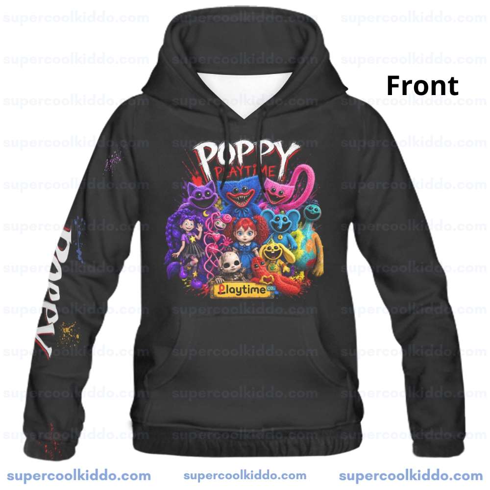 Poppy Playtime All-Over Print Kids Hoodie – Gamer Pullover Sweatshirt for Boys & Girls